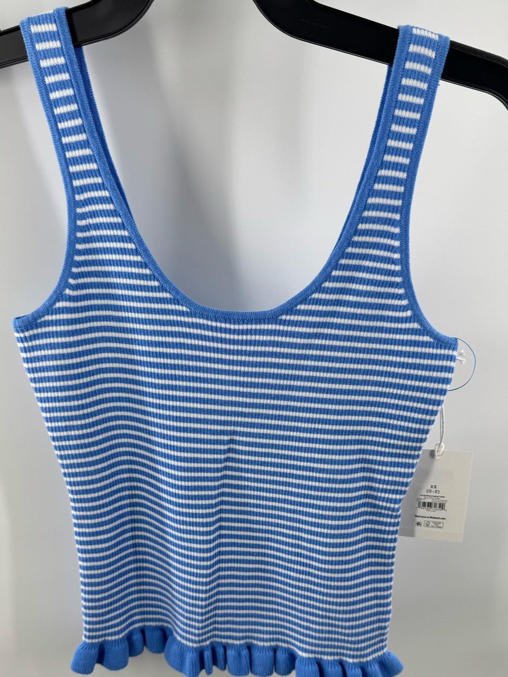 Striped Blue Ruffled Hem Tank Top - Picture 2 of 3